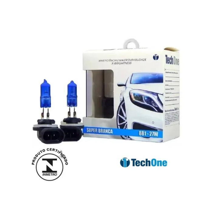 Par Lâmpada H27 Super Branca 8500k Tip Xenon 12v 55w Techone
