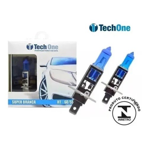 Par Lampada Super Branca H1 8500K Tipo Xenon 12V 55W Techone