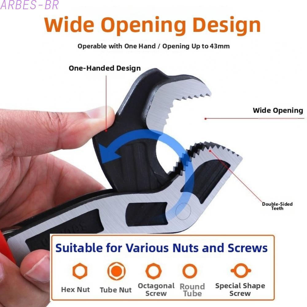 [Clearance]Chromium Vanadium Steel Adjustable Wrench Set Wide Jaw 7 43mm TPR Comfort Handle[ARBES]