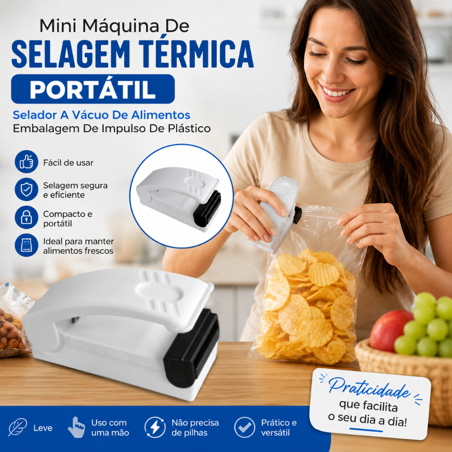 Mini Seladora Lacra Fecha Poratil de Embalagem Plástica Máquina Portátil Seladora Pilha Para Cozinha