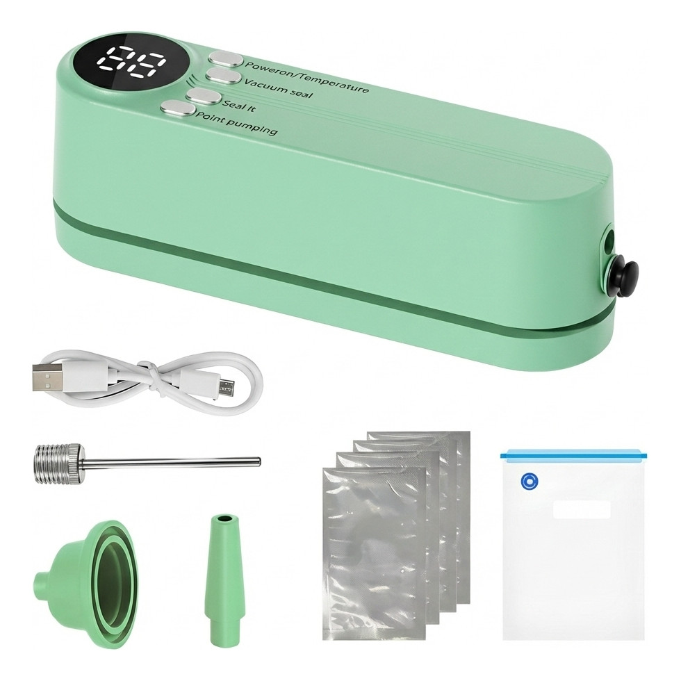 Mini seladora a vácuo automática conserva alimentos frescos lacra sacos cozinha compacta portátil