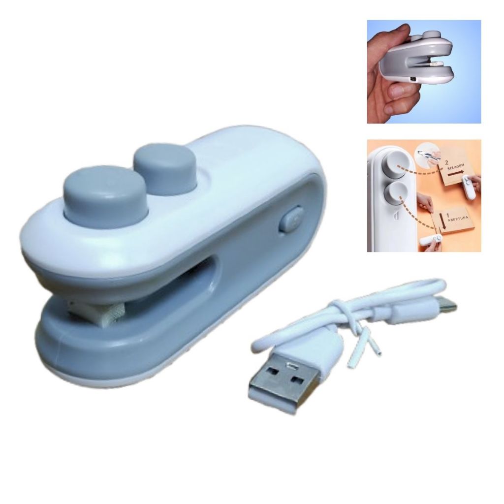Selador Portátil USB 16W Abre e Lacra Embalagens recarregável