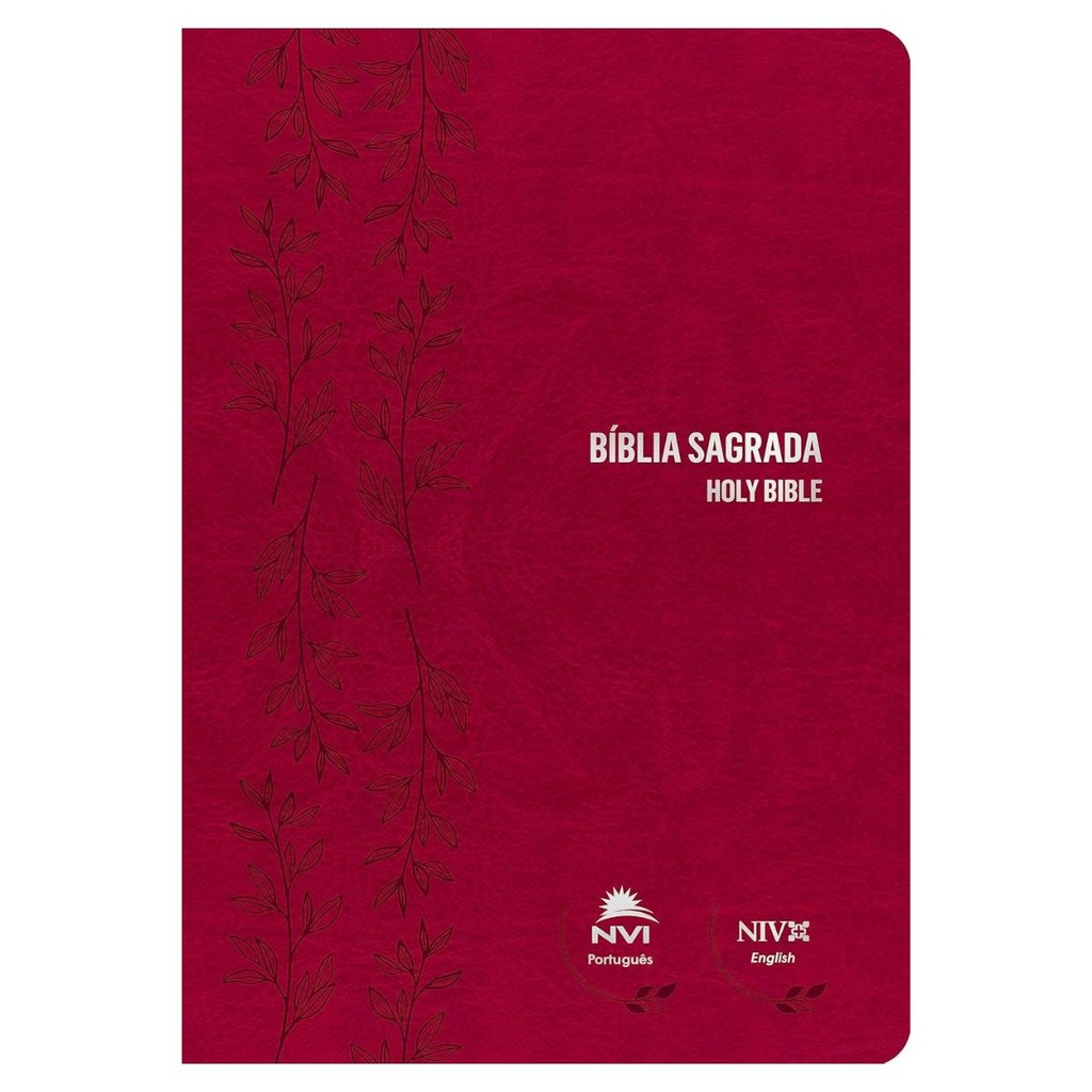 Biblia NVI portugues/ingles - Capa luxo - Rosa