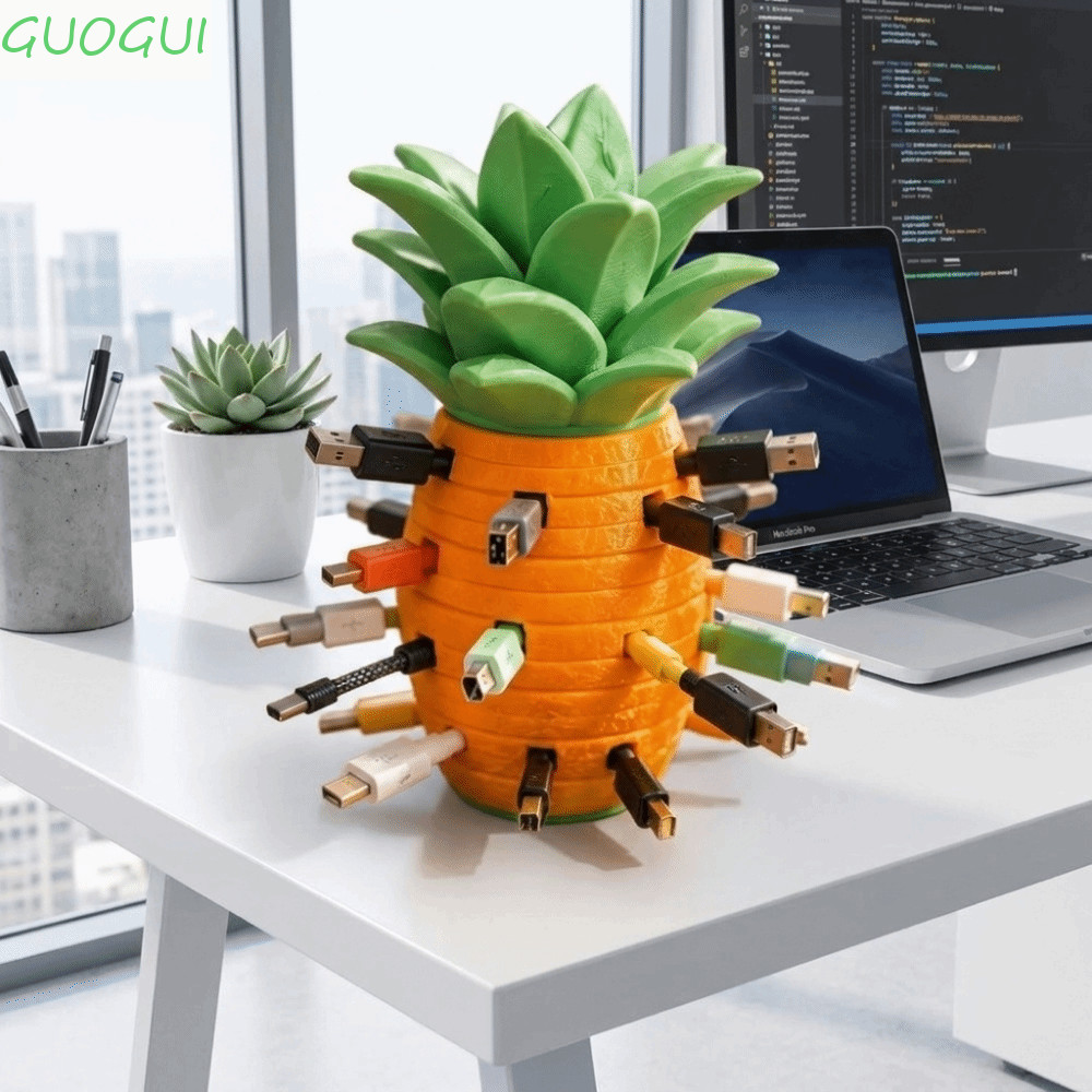 Suporte De Cabo De Abacaxi GUOGUI , Organizador De Cabos Decorativo Impresso Em 3D , Mesa Com Design Modular