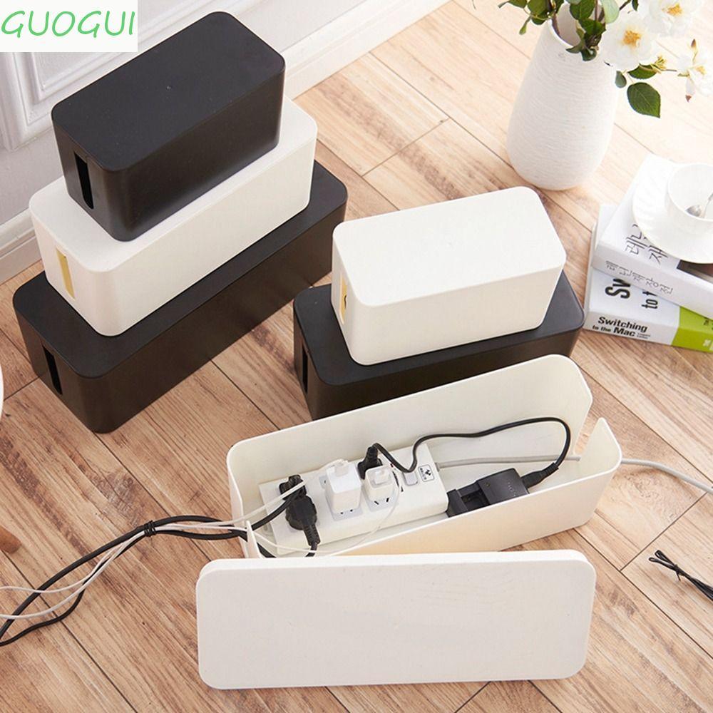 GUOGUI Caixa De Armazenamento De Cabos Carregador Tomada Organizador Escondido À Prova De Poeira Branco Power Strip Case