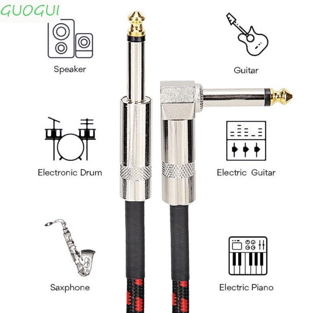 Cabo De Guitarra Elétrica GUOGUI , Mono 6m 6.35mm Áudio Redução De Ruído De Cabeça De Metal Durável
