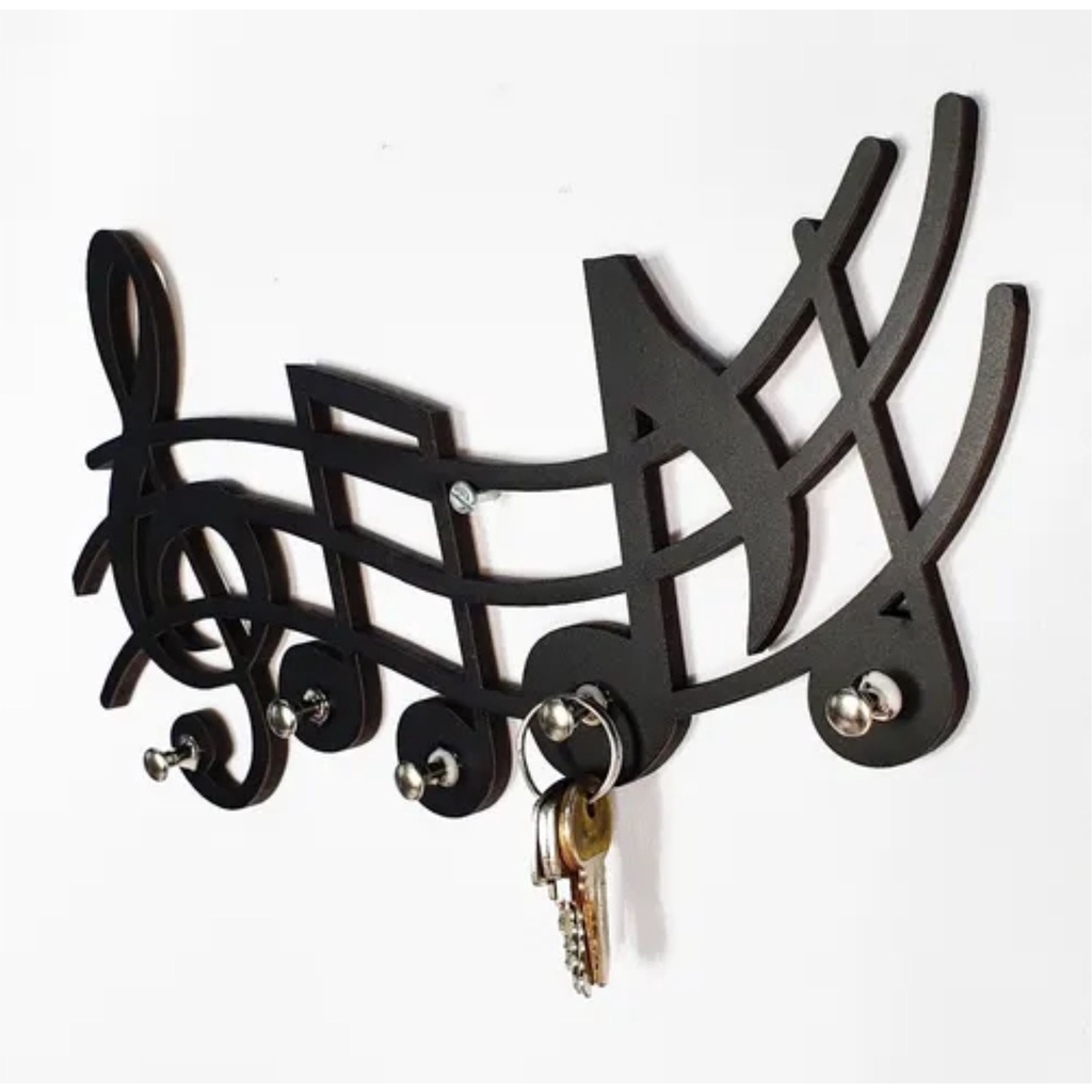 Porta Chaves Decorativo Notas Musicais Música MDF