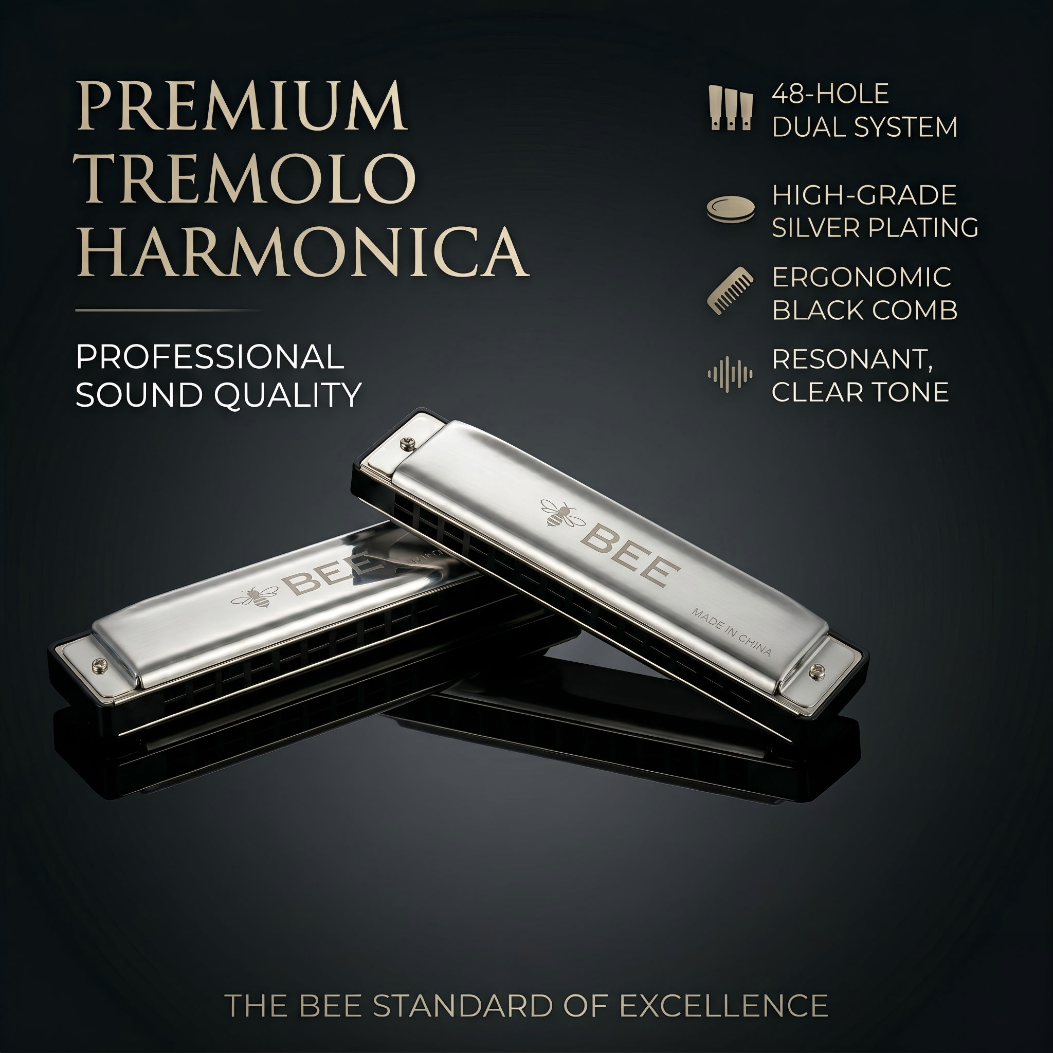 Hohner 48 Buracos Prata Chave C Gaita Profissional Iniciante Instrumento Blues Música Popular Presente Para Jogadores
