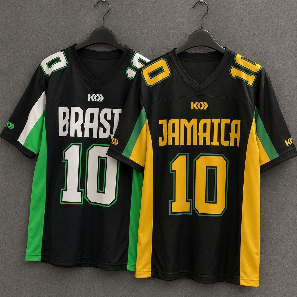 Camisa Futebol Americano Jersey Masculina Oversized Streetwear Brasil Jamaica Espanha França Esporte