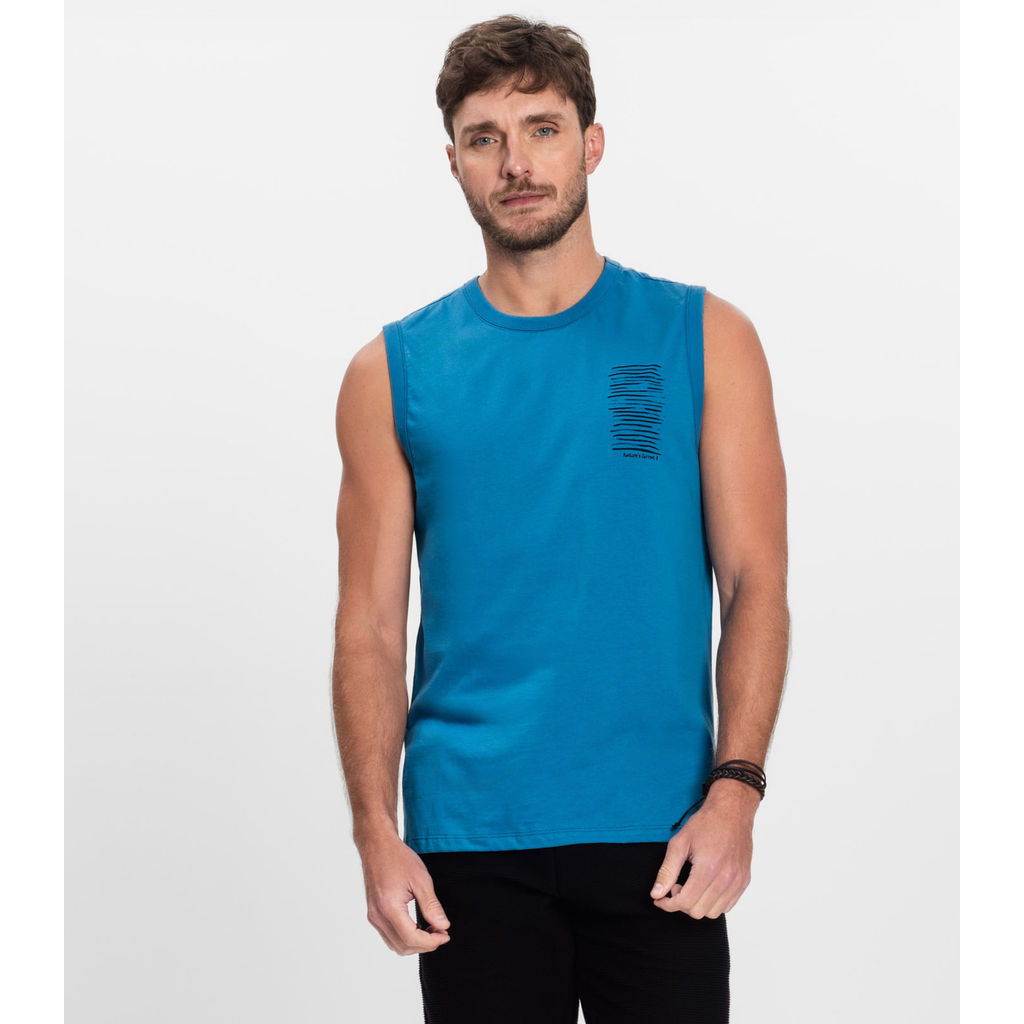 Regata Masculina Meia Malha Diametro Azul