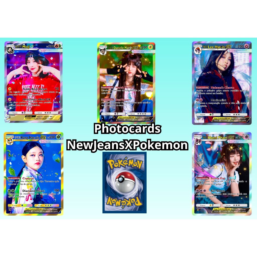 Photocard NewJeans x Pokémon Fanmade | Hanni Minji Haerin Danielle Hyein Kpop