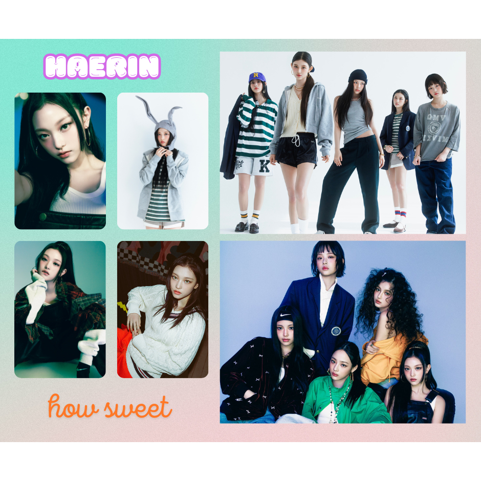 KPOP - NEW JEANS - Kit fanmade photocard + mini posteres HOW SWEET - Hyein - Danielle - Minji - Hanni - Haerin