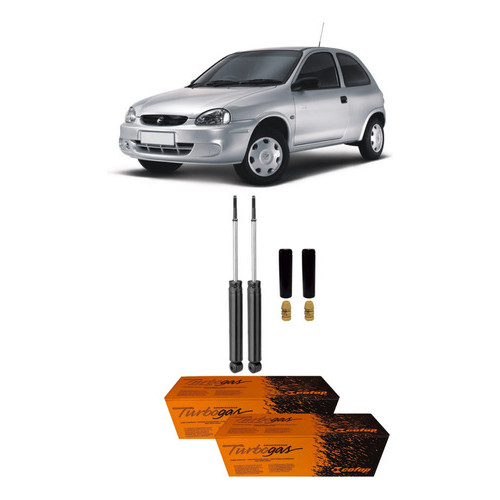 Par Amortecedor + Kit Traseiro Corsa Wind 1994 A 2002 Cofap