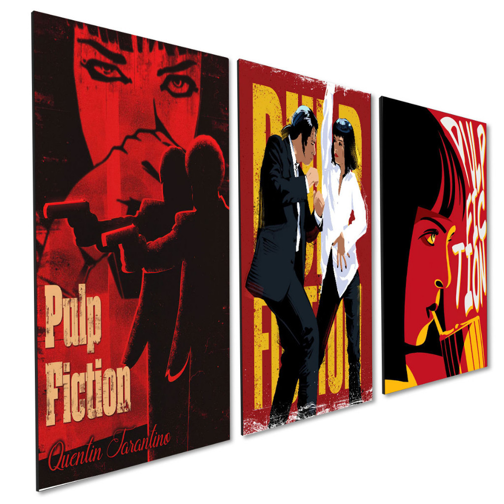 Kit 3 Quadros Decorativos Filme Cinema Pulp Fiction Tarantino