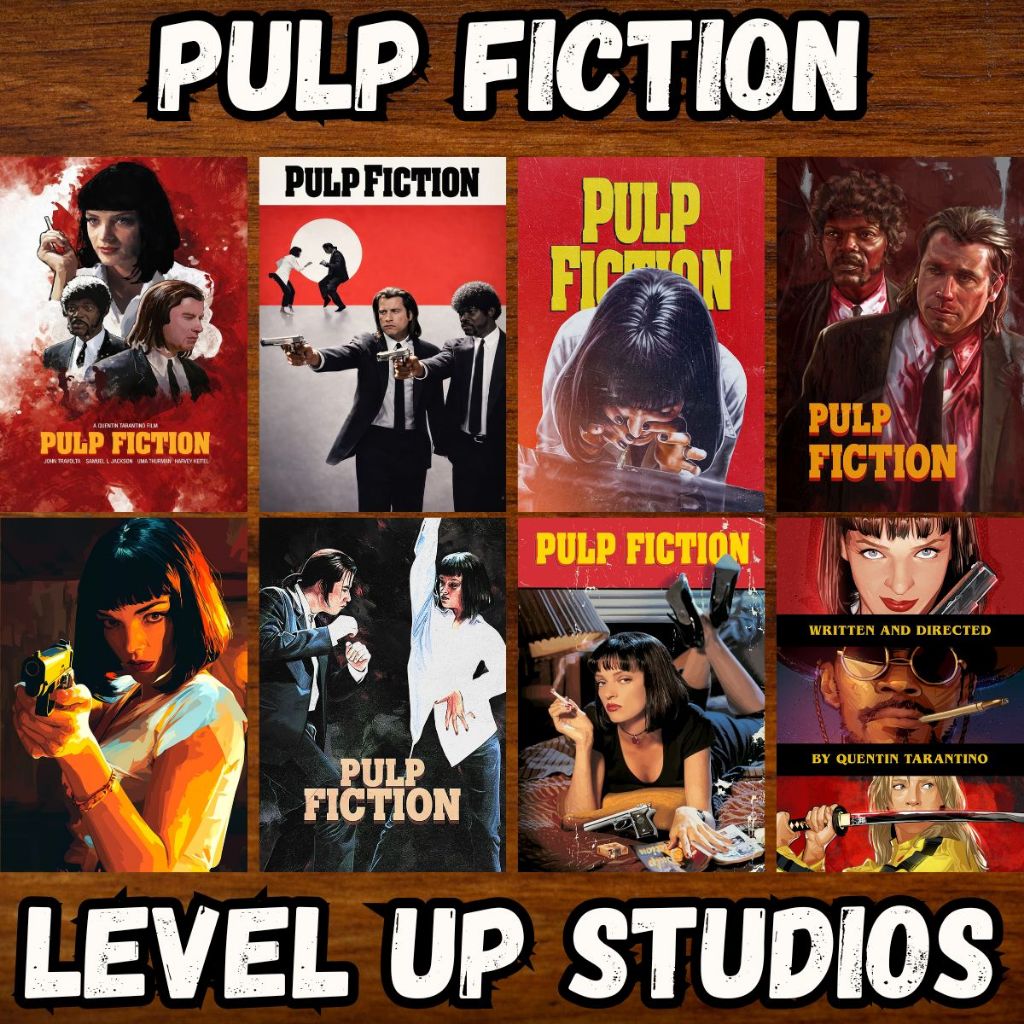 pulp fiction - Placas Quadros Decorativos Posters Tarantino Filme Crime Clássico Cult