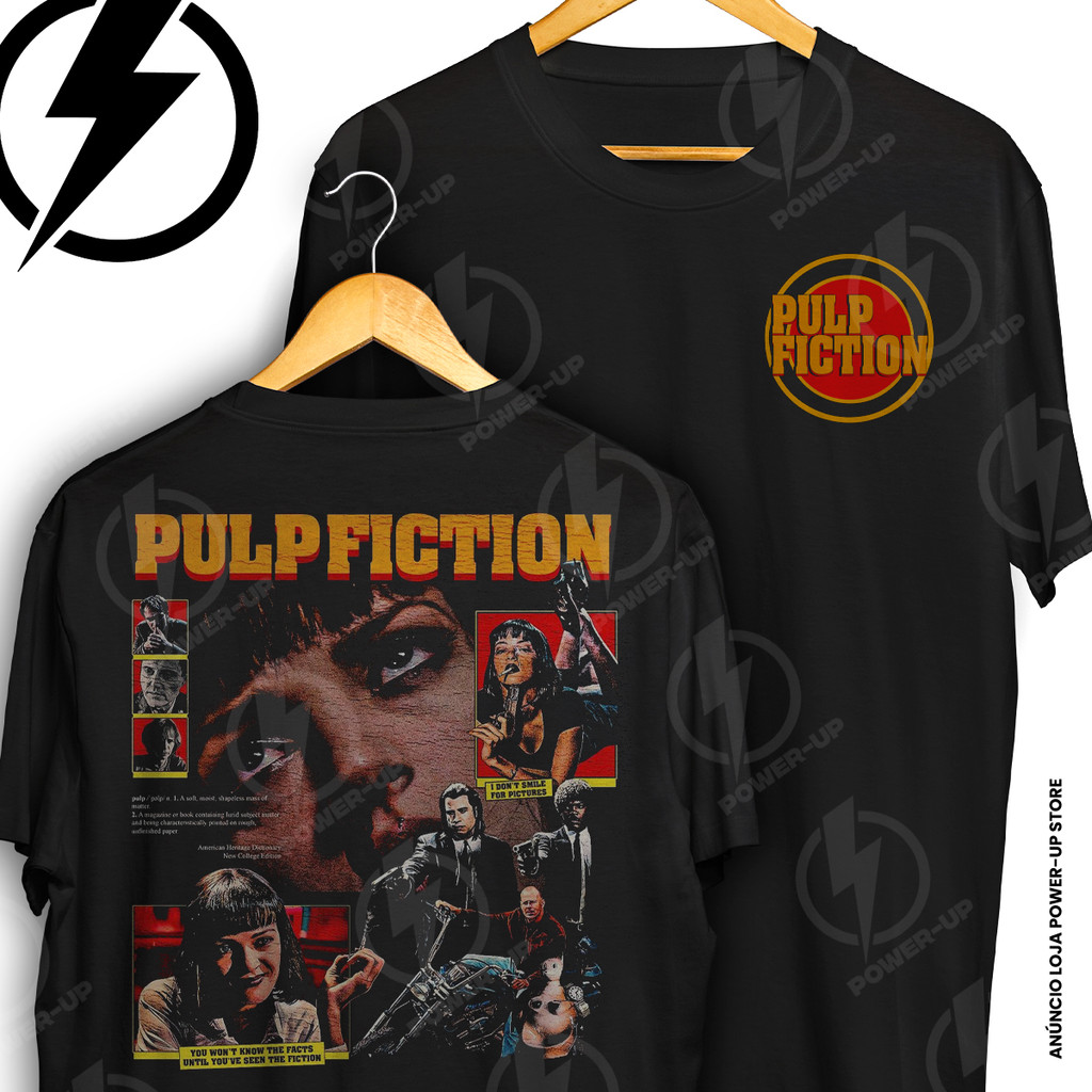 Camiseta Pulp Fiction Mia Wallace Tarantino Filme Frente E Verso Blusa Camisa 100% Algodão
