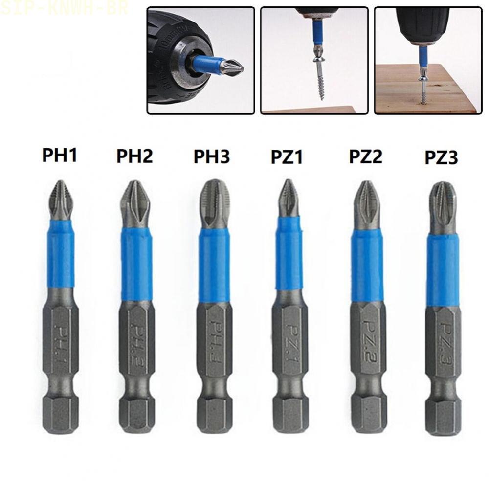 [SIP-KNWH-BR]Blue+Silver Nonslip Screwdriver Bit Set (1pc 50mm Length PH1PH2PH3PZ1PZ2PZ3)-New In 11-