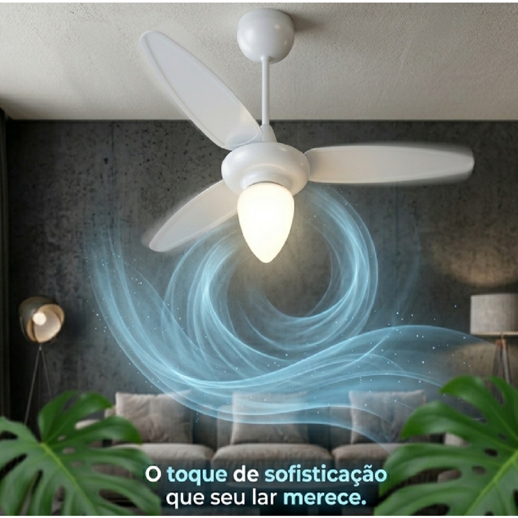 Ventilador Ventisol Teto Inverter 30W Wind Silencioso C/Controle Inverter 6 Vel Bivolt 127v 220v