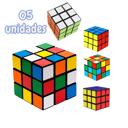 kit 5 Cubos mágico Interativo 3x3 Clássico simples Colorido resistente Estimula Raciocínio Lógico