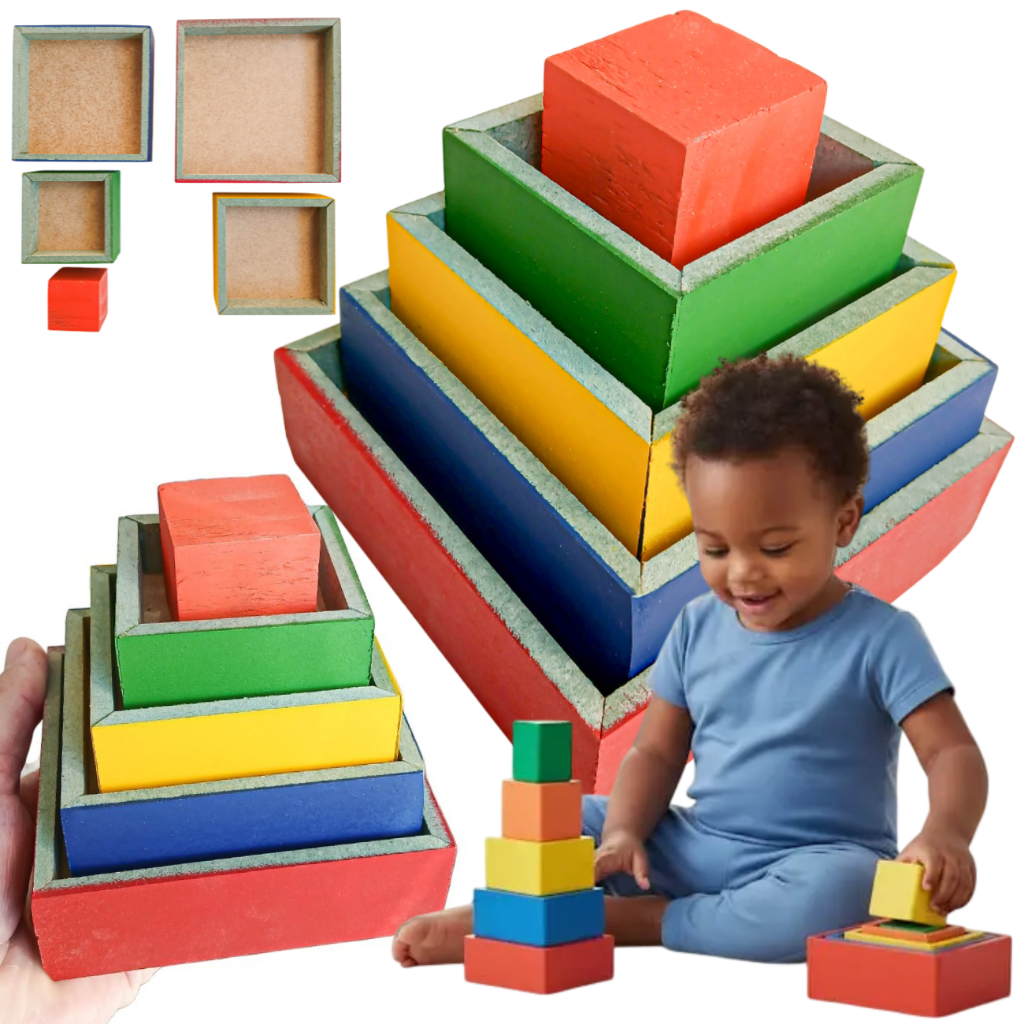 Brinquedo Educativo Cubos De Encaixe Colorido e Divertido