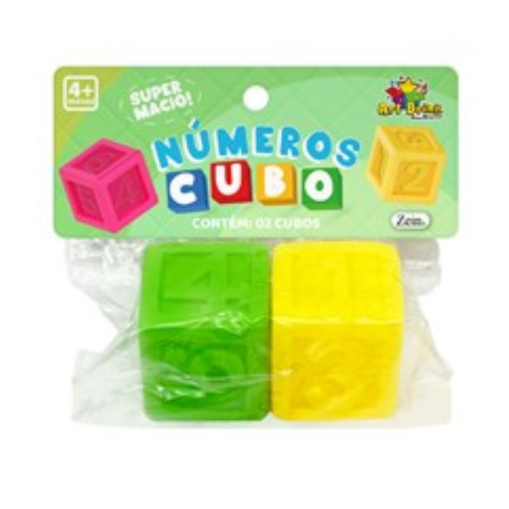 Cubo Baby Números 2 Peças – Brinquedo Educativo e Sensorial Colorido para Bebês
