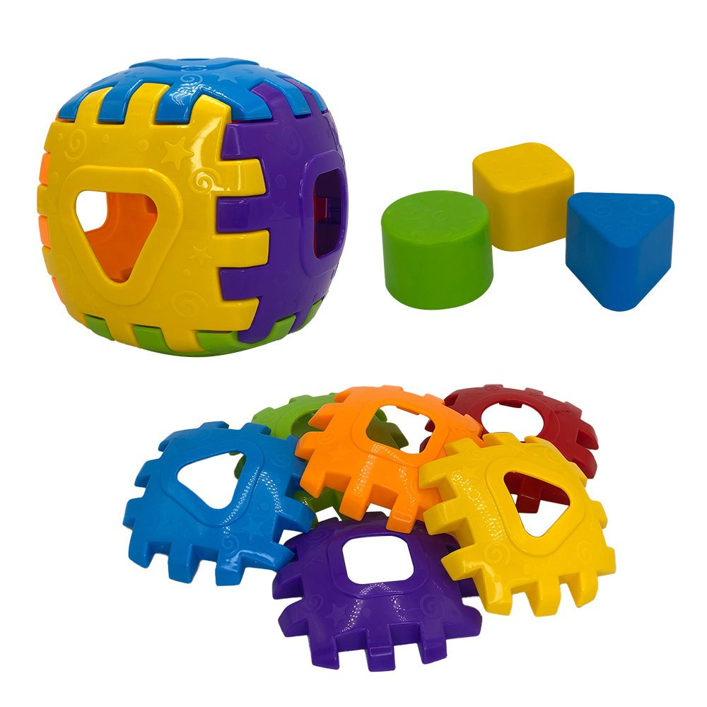 Brinquedo Educacional Cubo Didático Monta e Desmonta com 3 Peças de Encaixar - Colorido