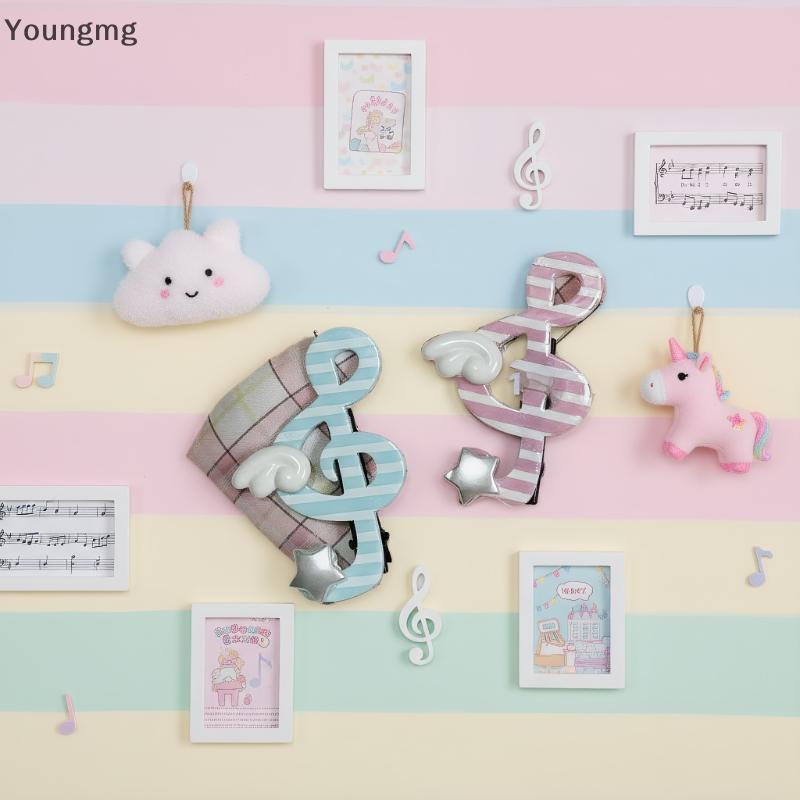 [Youngmg] Kawaii Trendy Star Símbolo Musical Asa Grampo De Cabelo Y2K INS Estilo Único Listrado Clipe Lateral Franja Ace
