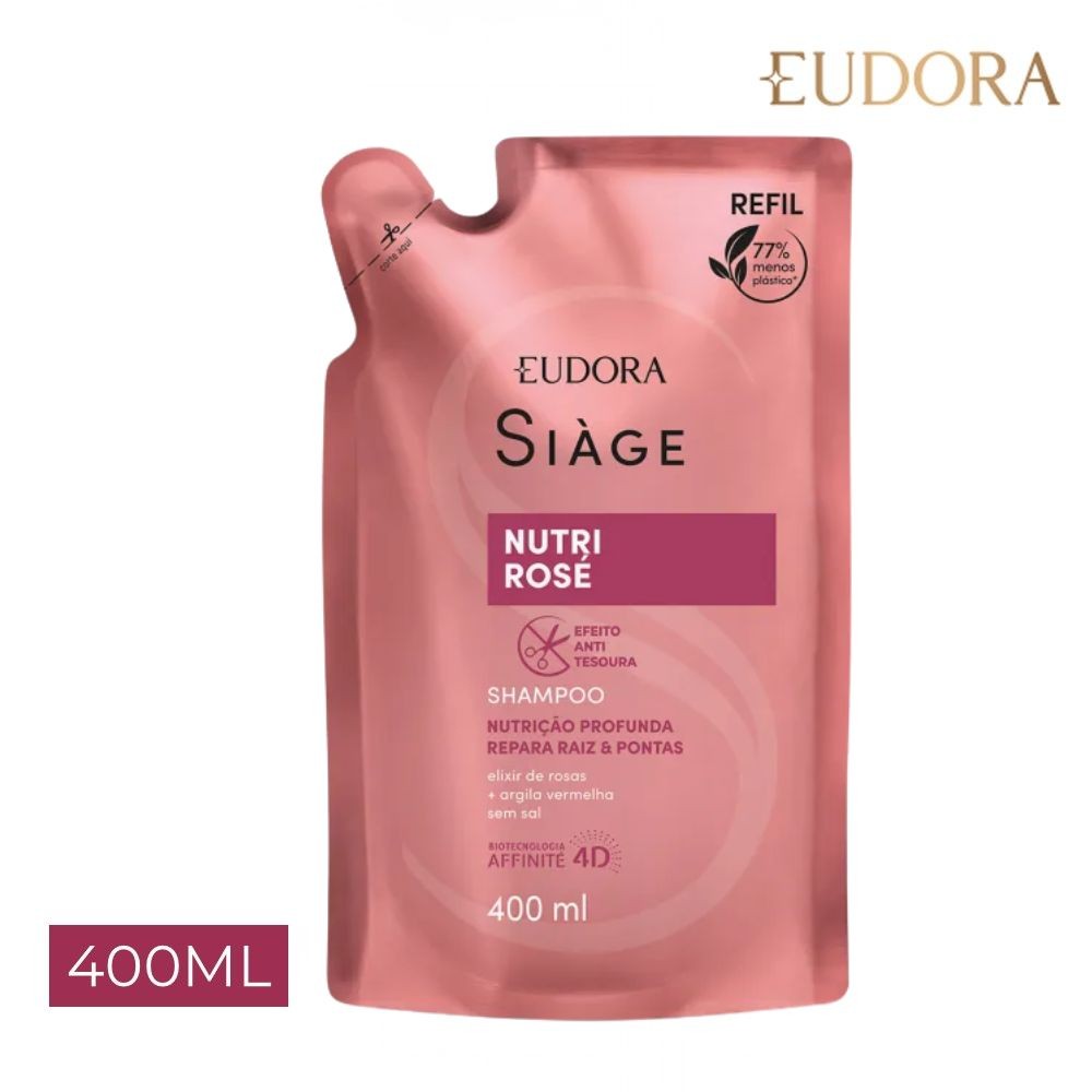 Refil de Shampoo Nutri Rosé Nutrição Raiz e Pontas 400ml Eudora Siàge