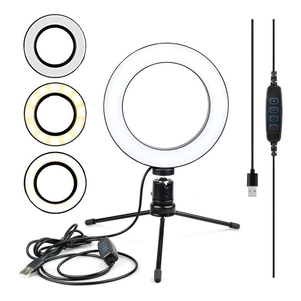Ring Light Led Mesa Iluminador Pequena Tripé 6 Polegada 16cm - Pronta Entrega