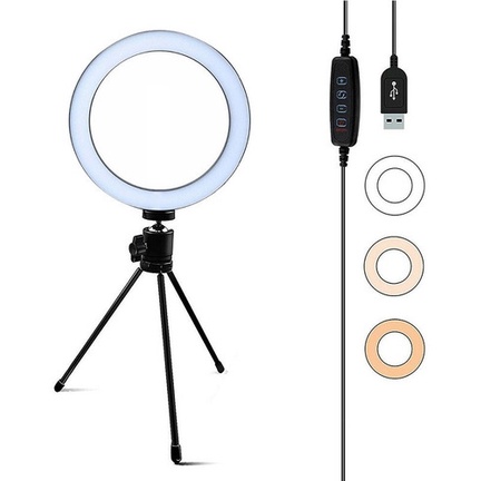 Ring Light Led Mesa Iluminador Estúdio Tripé 6 Polegada 16cm