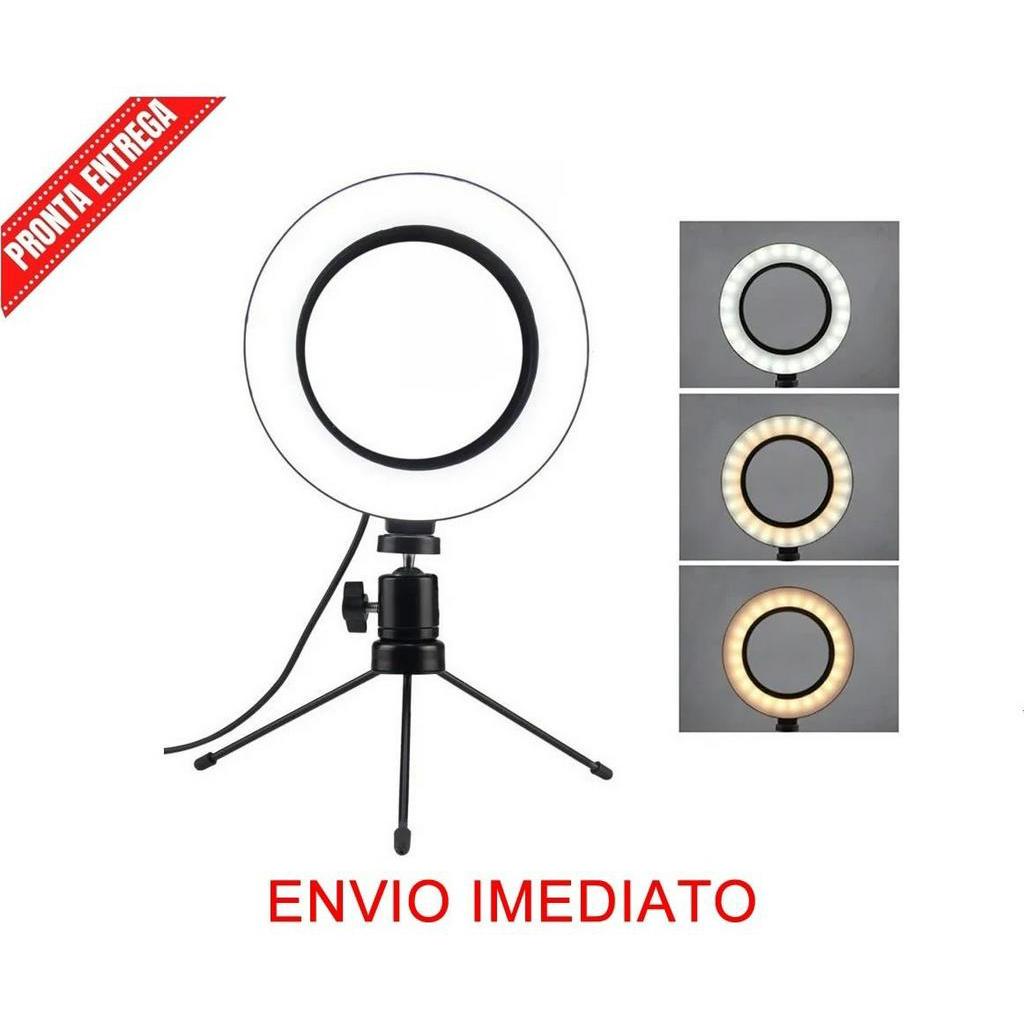 Ring Light Led Mesa Iluminador Pequena Tripe 6 Polegada 16cm
