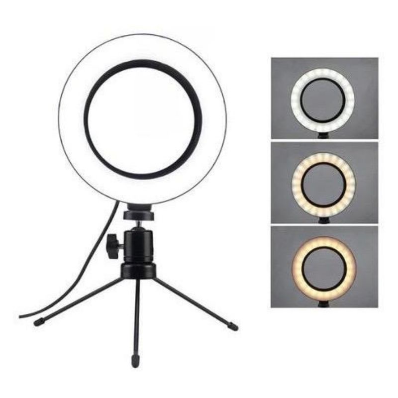 Iluminador Ring Ligth Tripé 6 polegada 16cm de Mesa Youtuber Tik Tok Profissional Original Pronta entrega