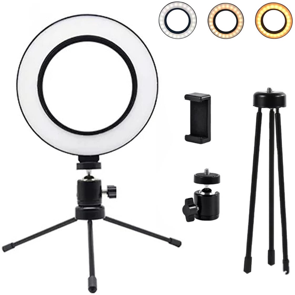 Ring Light Led Mesa Iluminador Pequena Tripé 6 Polegada 16cm