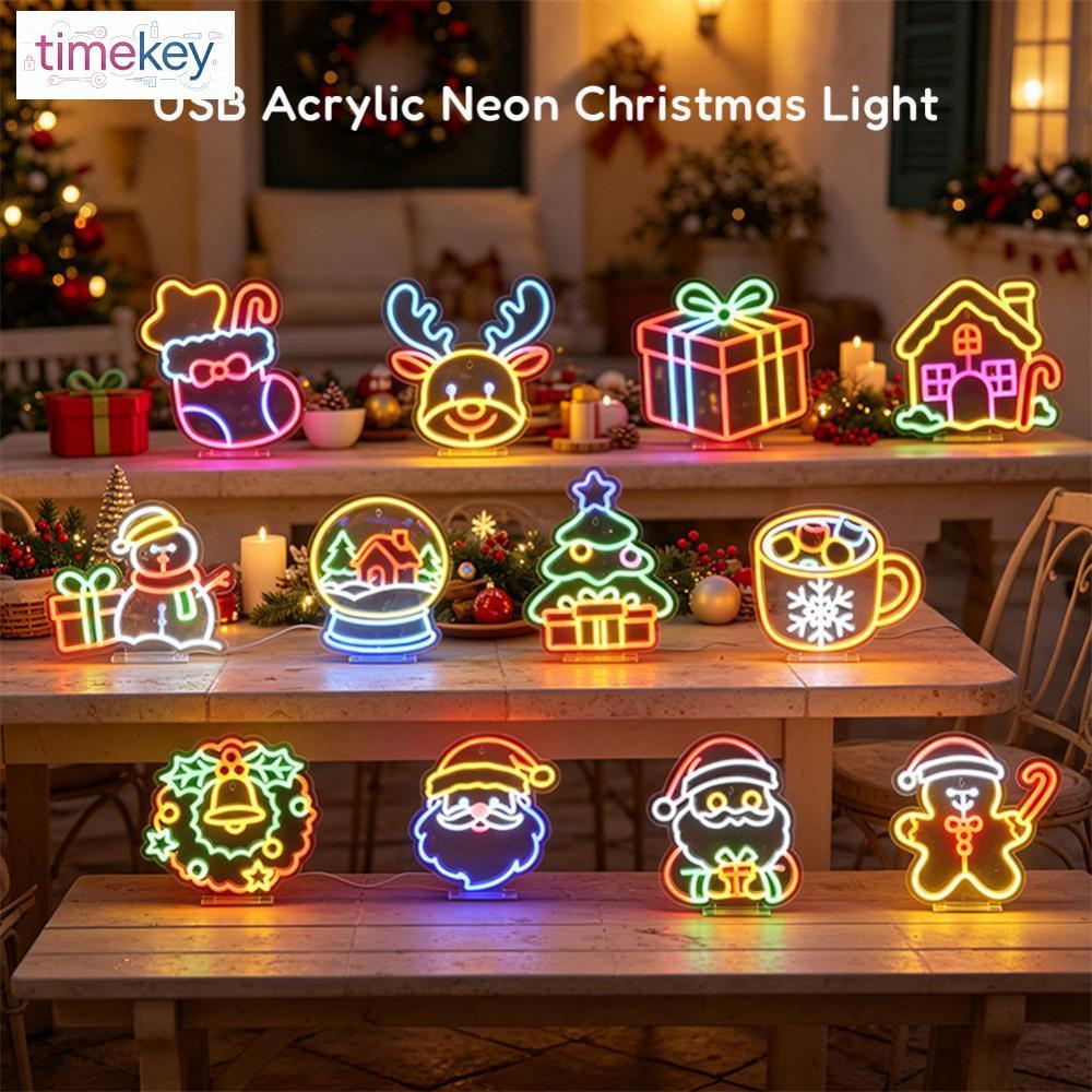 TIK USB Plug In Desktop Pendurado Dupla Utilização Natal Acrílico LED Neon Light Strip Colorido Atmosfera Decoração Para