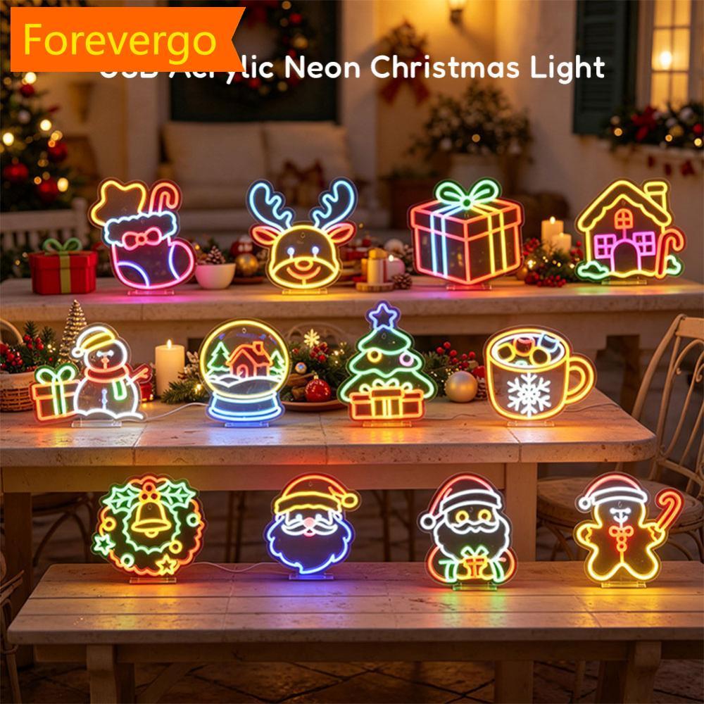 forevergo USB Plug In Desktop Pendurado Dupla Utilização Natal Acrílico LED Neon Light Strip Colorido Atmosfera Decoraçã