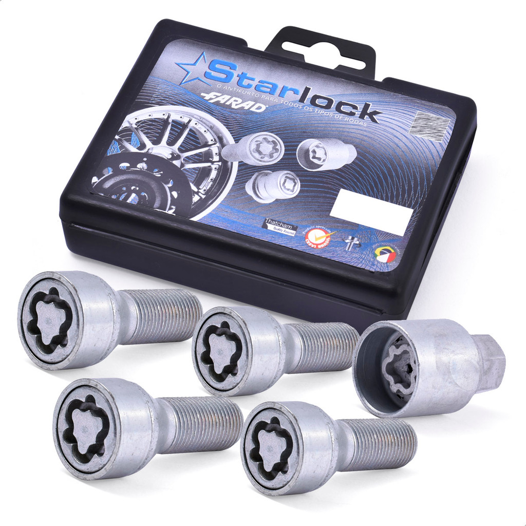 Antifurto Roda 4+1 Parafusos Prata Farad Starlock BMW 328i 12/18 330i 19/21 330e 22/24 335i 11/15 M3 20/25 M14x1,25 28mm