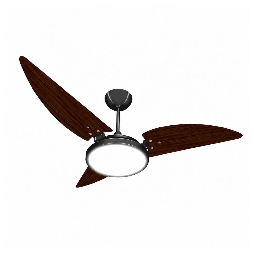 Ventilador de Teto Maragogi Preto/Tabaco 150W Ventex 3 Pás LED Potente Turbo Silencioso Quarto Sala