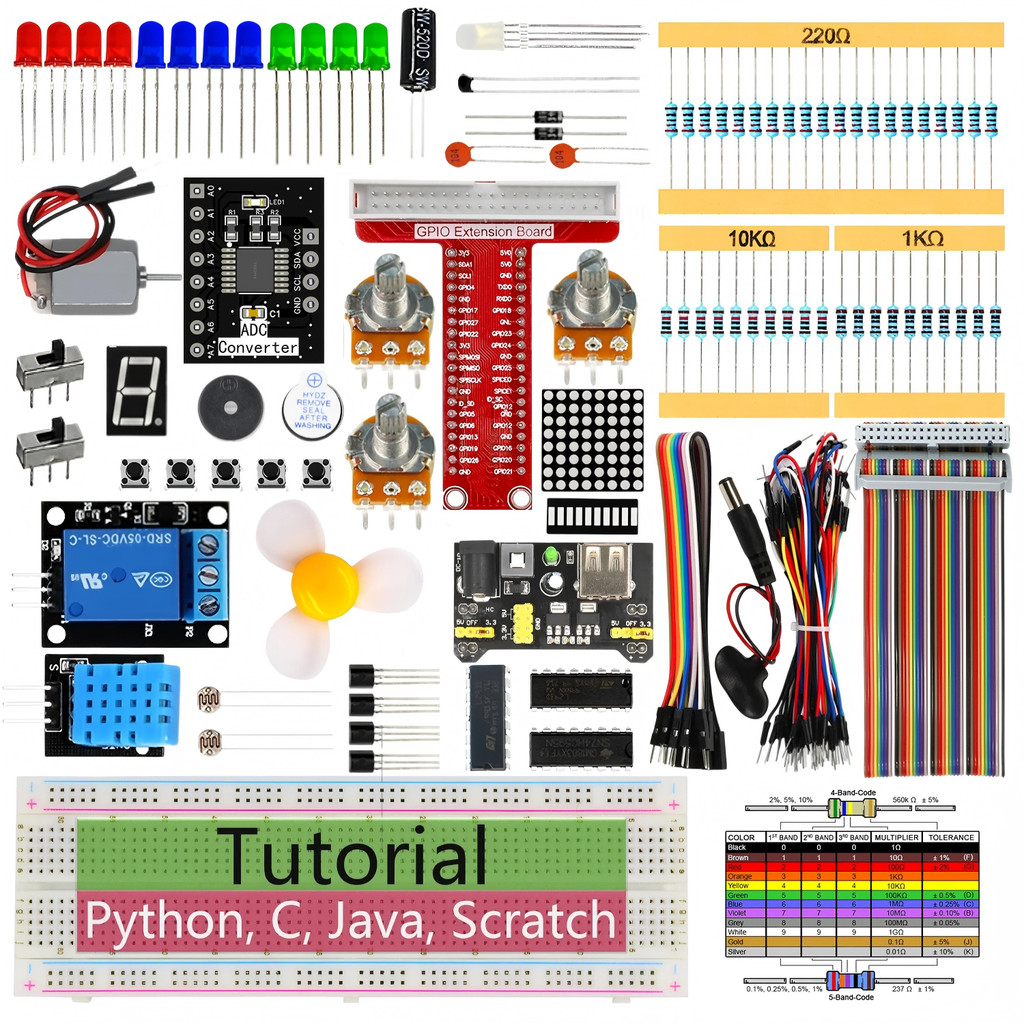 Kit Inicial Básico Raspberry Pi Com Placa De Ensaio/Módulo De Fonte De Alimentação , Para Iniciantes De Programação De A