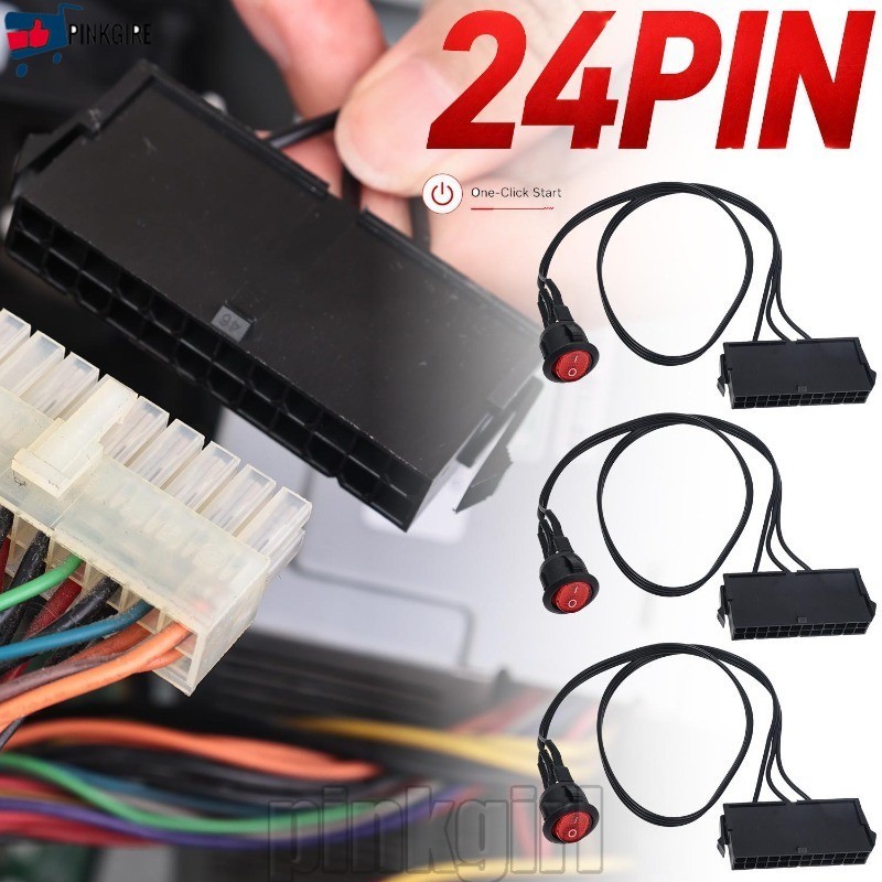 [Rdy Stk] Cabo Inicial De Fonte De Alimentação ATX De 24 Pinos De 2-1Pc-Jumper De Partida Do Testador-Com Interruptor ON