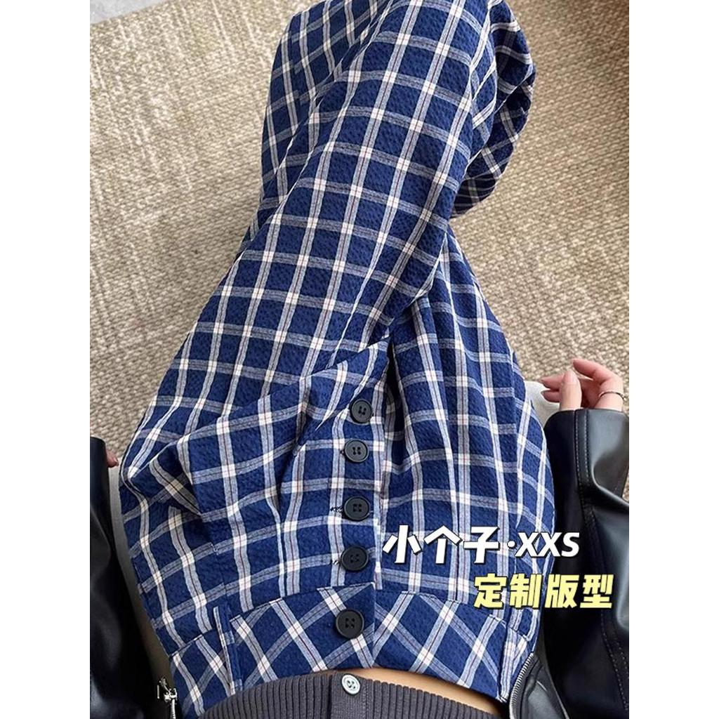 150 curto Retro xadrez calças casuais feminino primavera estilo preguiçoso mais magro olhar cintura alta perna larga cal