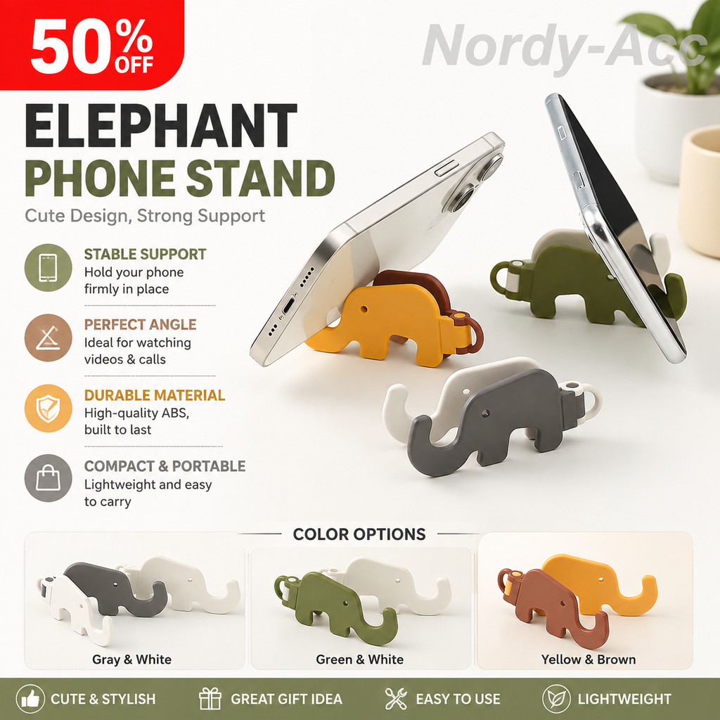Mini Elefante Bonito Dos Desenhos Animados Animal Preguiçoso Desktop Suporte Do Telefone Móvel Base Dobrável Armazenamen