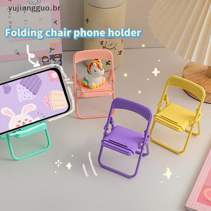 # Novo Mini Cadeira Forma Suporte Do Telefone Móvel Portátil Bonito Colorido Ajustável Dobrável Fezes Preguiçoso Desktop