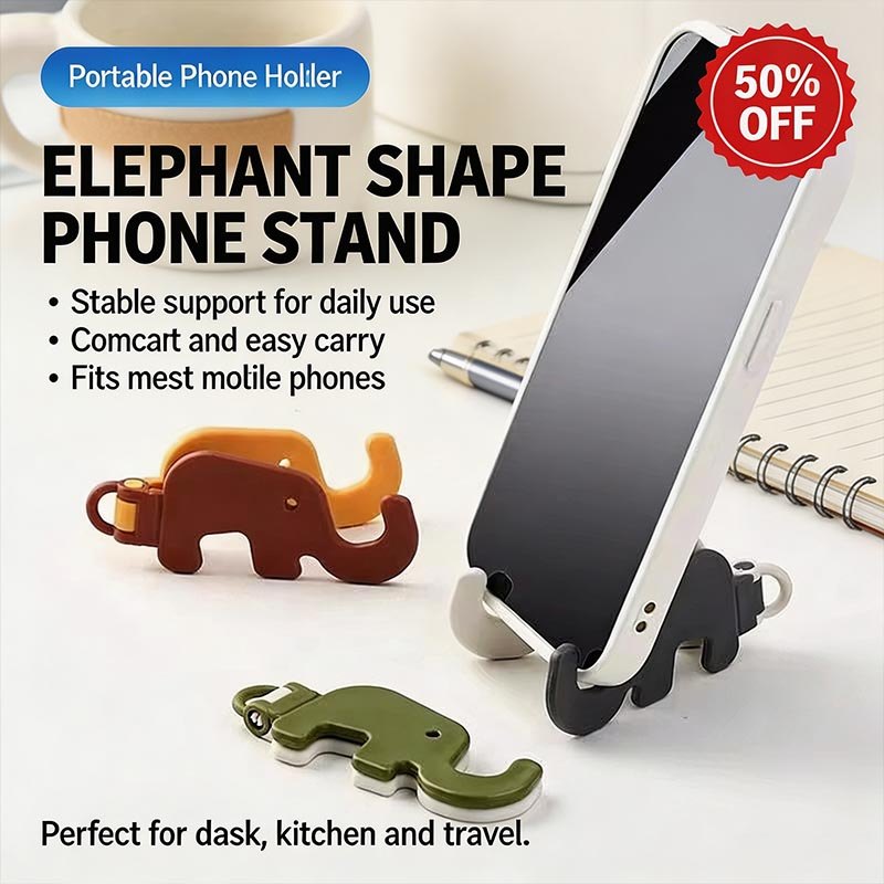 Bonito Elefante Chaveiro Dobrável Mini Suporte Do Telefone Multifuncional Portátil Preguiçoso Desktop Tamanho Bolso Aces