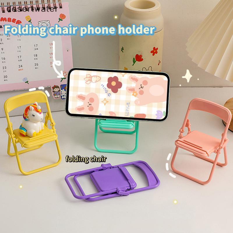 Dwbr Mini Cadeira Forma Suporte Do Telefone Móvel Portátil Bonito Colorido Ajustável Dobrável Fezes Preguiçoso Desktop T