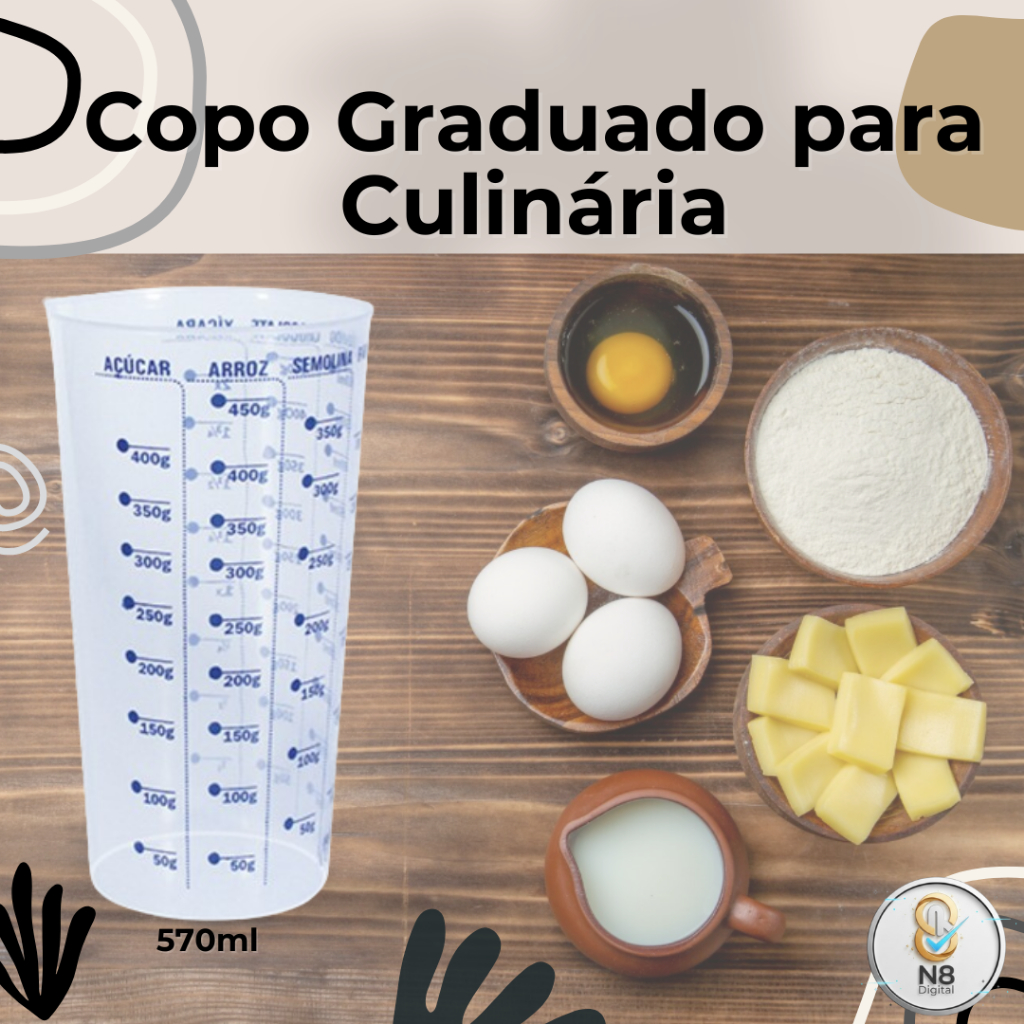 Copo medidor, dosador de medidas, receitas, 500ml com bico, medidas precisas, Plástico resistente