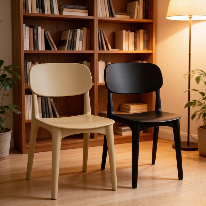 4 Plastic Bistro Chairs, Stackable, for Kitchen, Balcony, Party, Event, Restaurant