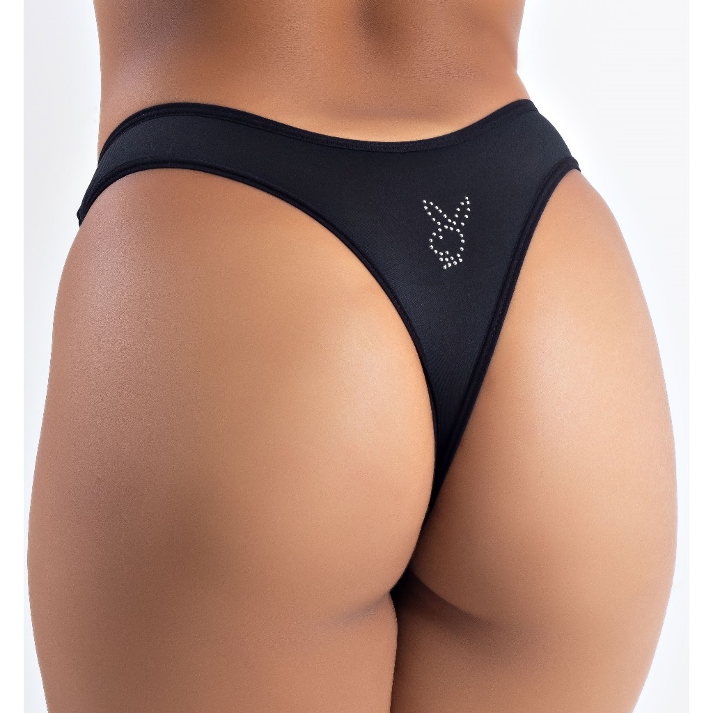 Kit Calcinha Fio Dental Playboy Com Estampa Coelhinho cavada