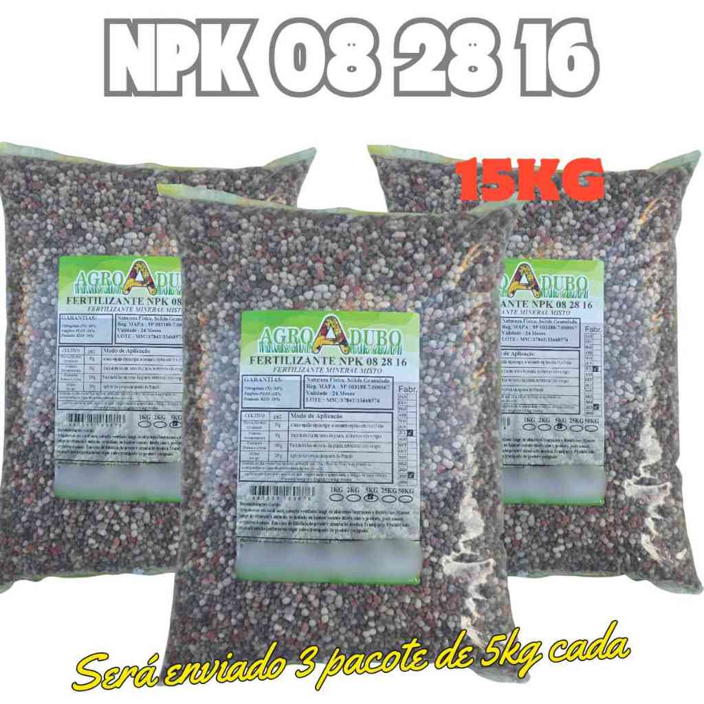 Fertilizante NPK 08 28 16 Pacote 15kg
