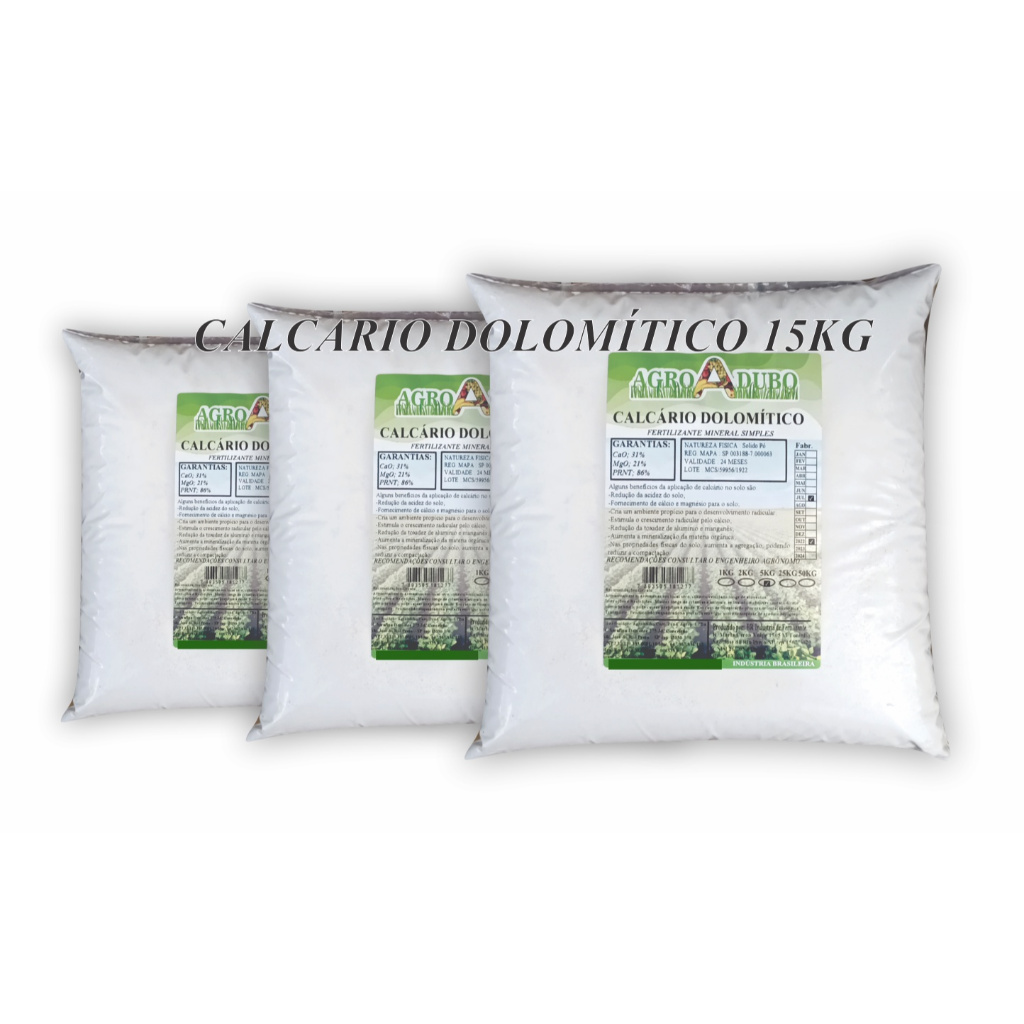 Fertilizante Calcario Dolomitico Pacote 15Kg Prt 86% Adubo