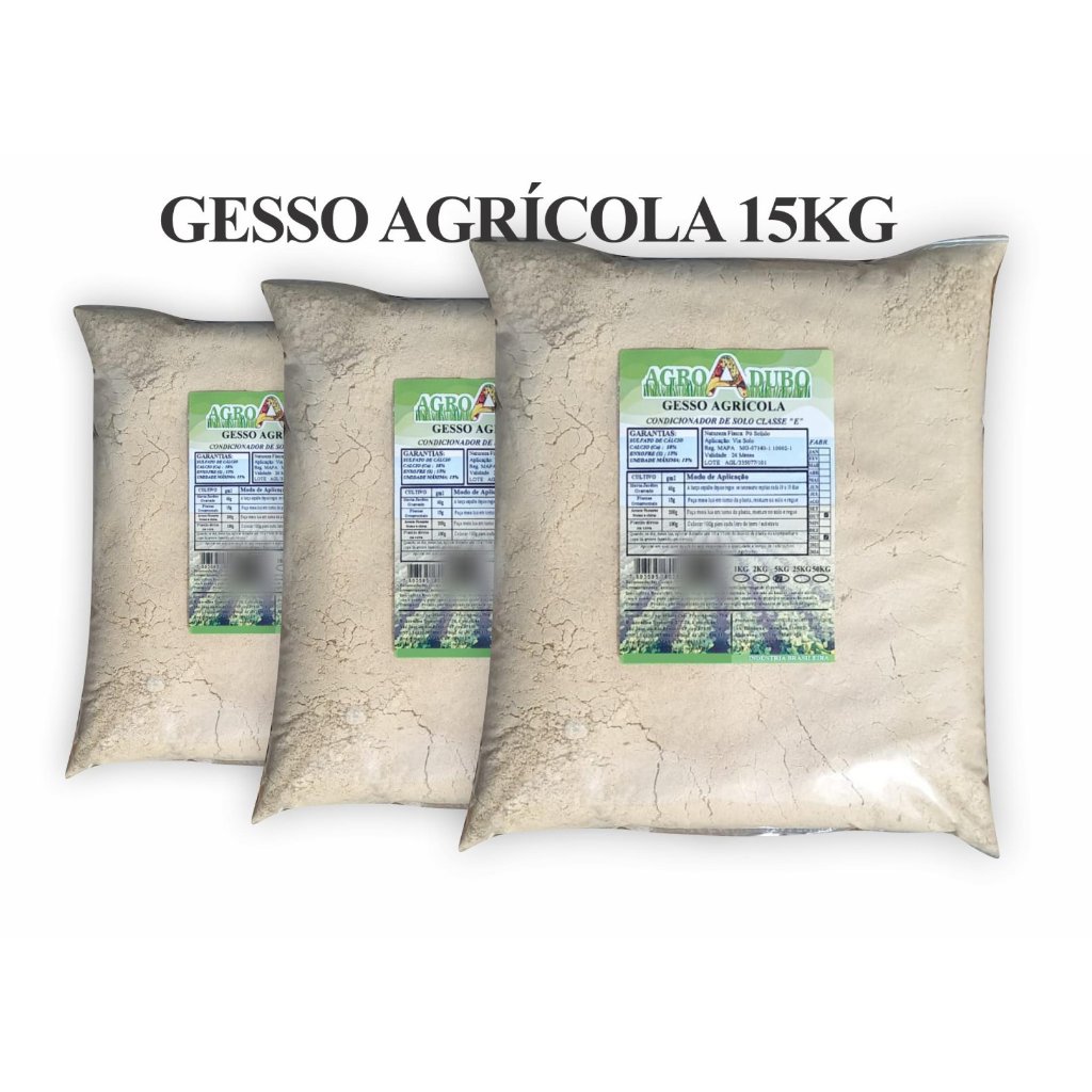 Fertilizante Gesso Agricola Pacote 15Kg Sulfato Calcio Adubo
